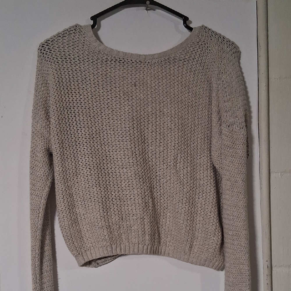 Hollister Women's Light Gray Knit Sweater